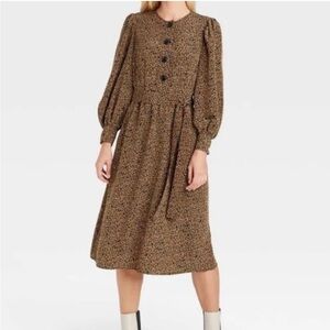 Who What Wear Leopard Long Sleeve Dress